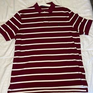 Burgundy and white polo Ralph Lauren collar